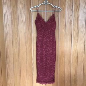 A’Gaci Lacey Bodycon Dress in Burnt Orange